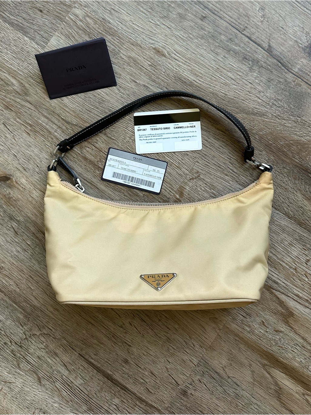 Prada Tessuto Sirio Beige Shoulder Bag